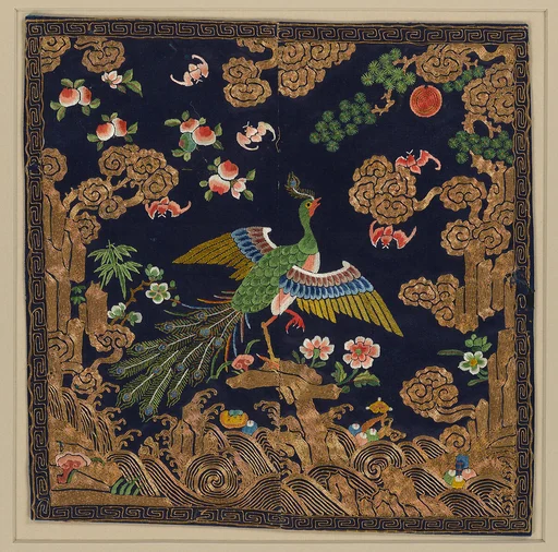 清中期 三品文官孔雀補|Rank badge with peacock
