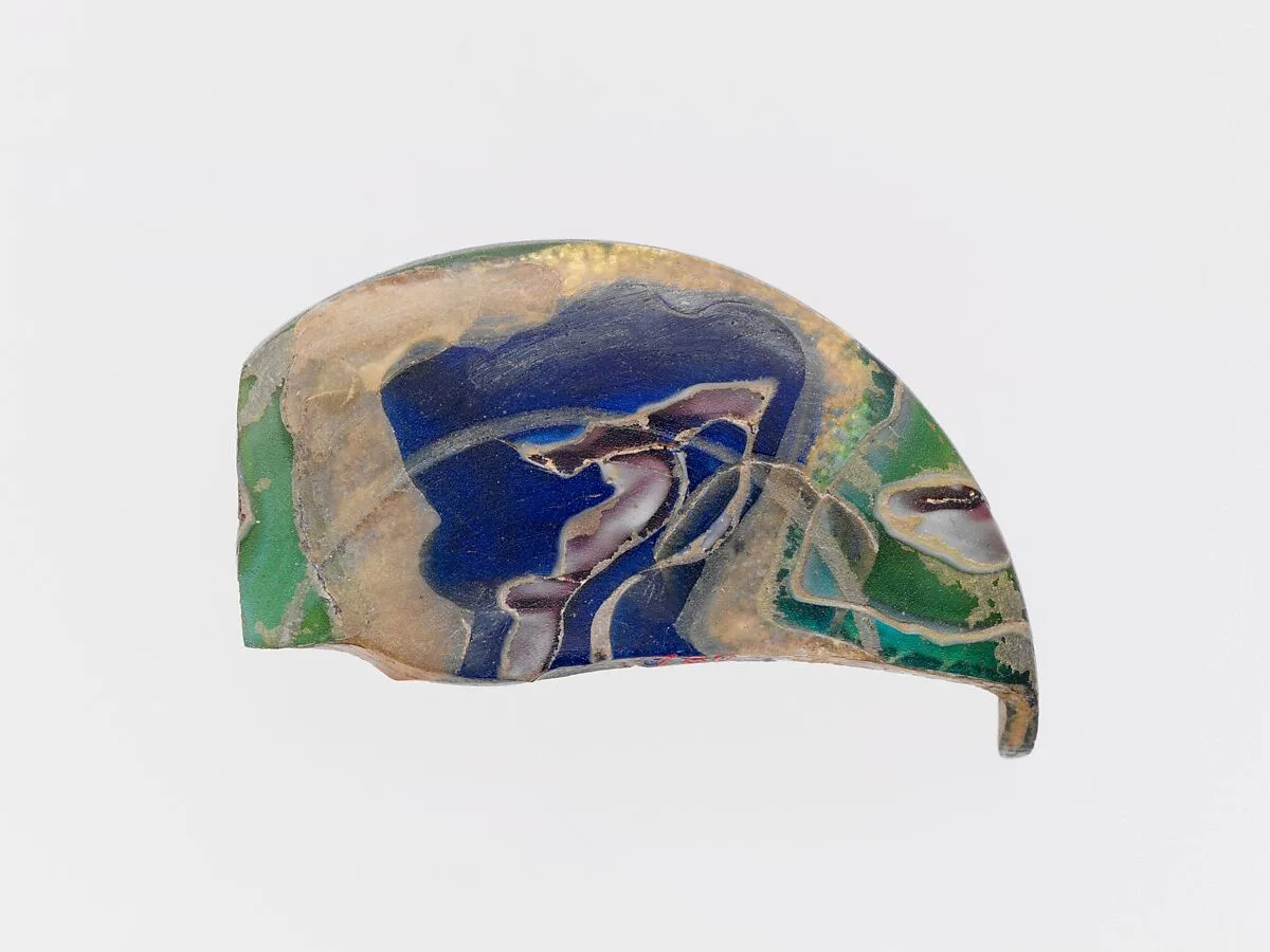 Glass gold-band mosaic lid fragment — Unknown