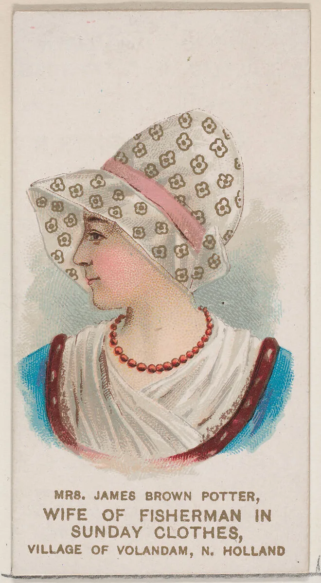 Mrs. James Brown Potter as a Fisherman's Wife Dressed in Sunday Clothes from the Village of Volandam, North Holland, from the set Actors and Actresses, Second Series (N71) for Duke brand cigarettes — W. Duke, Sons & Co.|Knapp & Company