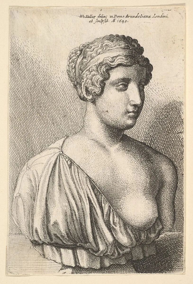 Antique bust of a woman — Wenceslaus Hollar