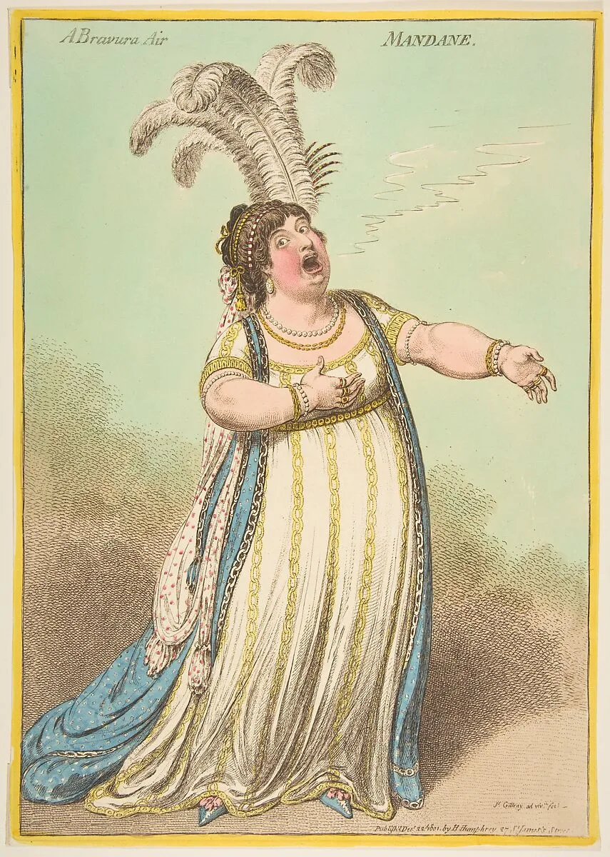 A Bravura Air. Mandane — James Gillray|Hannah Humphrey|Elizabeth Billington
