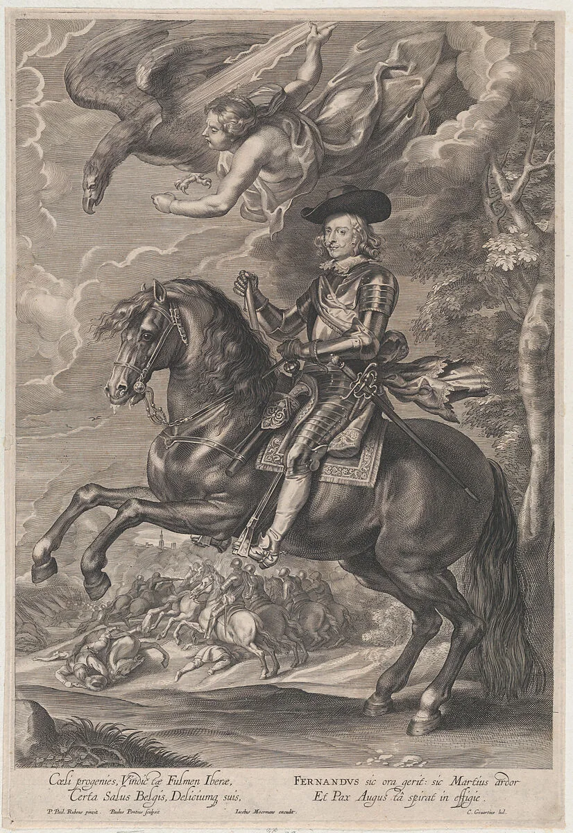 Portrait of Cardinal-Infante Ferdinand of Austria, on horseback — Paulus Pontius|Peter Paul Rubens|Joannes Moerman|Cardinal-Infante Ferdinand of Austria