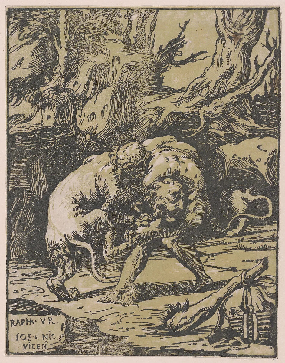 Hercules and the Nemean Lion — Niccolò Vicentino|Raphael (Raffaello Sanzio or Santi)