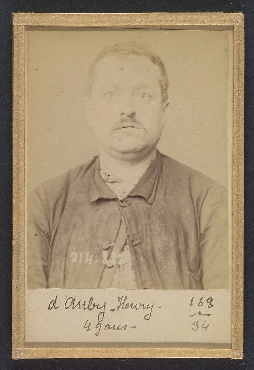 D'Auby. Henri. 48 (ou 49) ans, né à Montmédy (Meuse). Menuisier. Anarchiste. 28/2/94. — Alphonse Bertillon