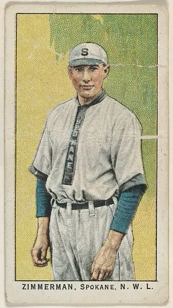 Zimmerman, Spokane, Northwestern League, from the "Obak Baseball Players" set (T212), issued by the American Tobacco Company to promote Obak Mouthpiece Cigarettes — American Tobacco Company