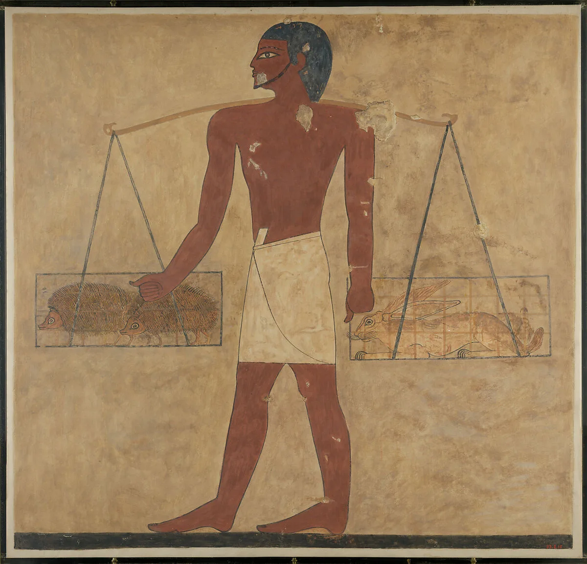 Man Transporting a Hedgehog and a Hare, Tomb of Khnumhotep — Norman de Garis Davies