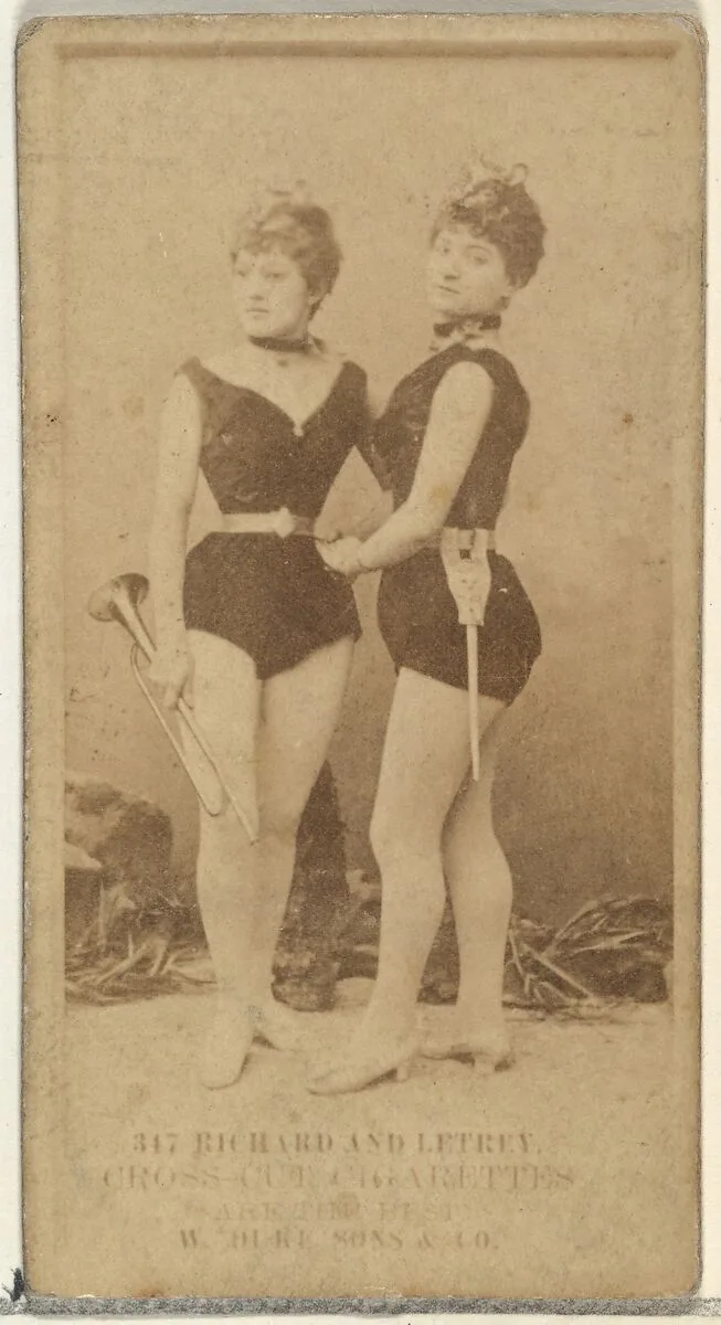 Card Number 347, Richard and Letrey, from the Actors and Actresses series (N145-3) issued by Duke Sons & Co. to promote Cross Cut Cigarettes — W. Duke, Sons & Co.