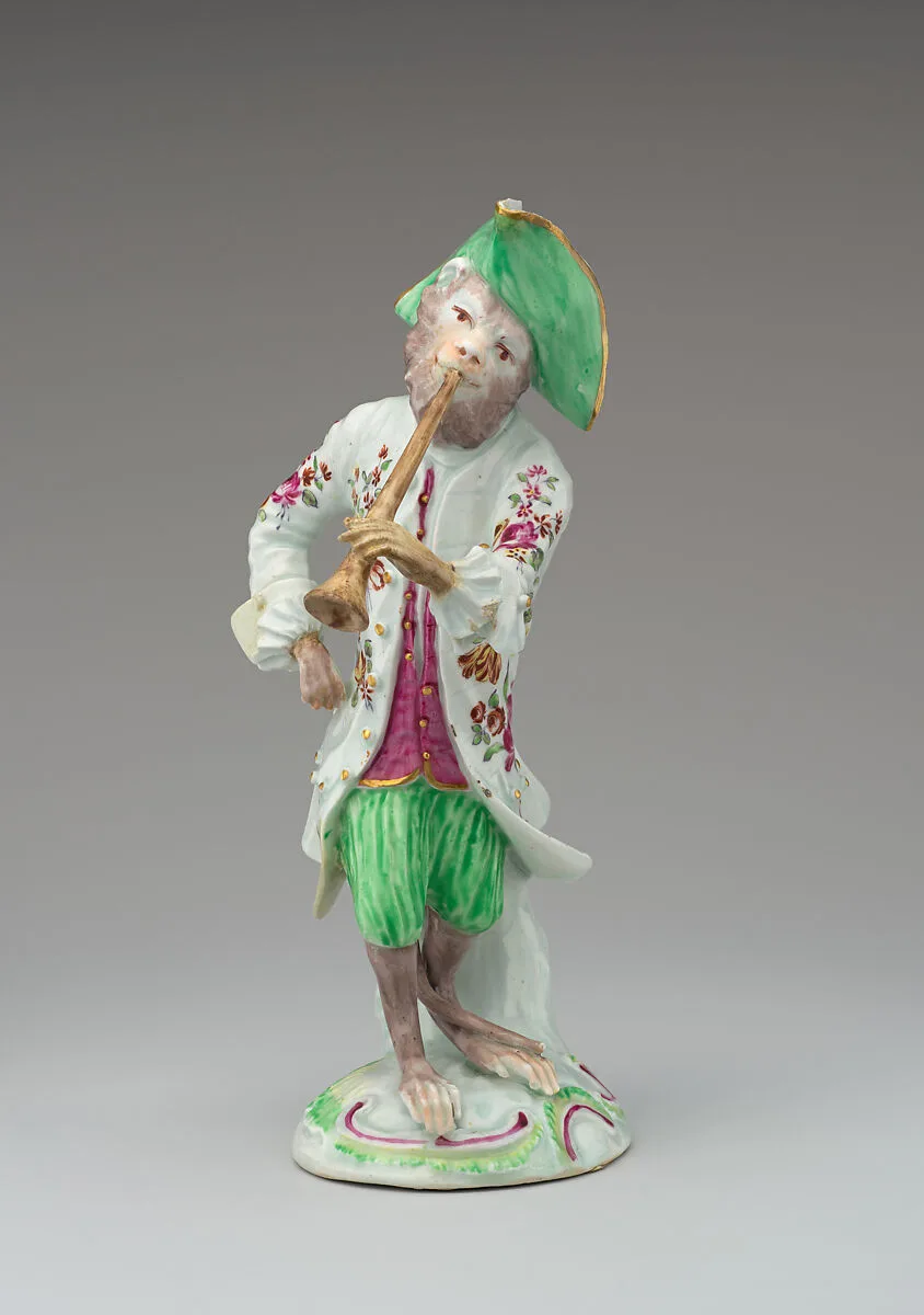 Monkey musician (part of a set) — Derby Porcelain Manufactory