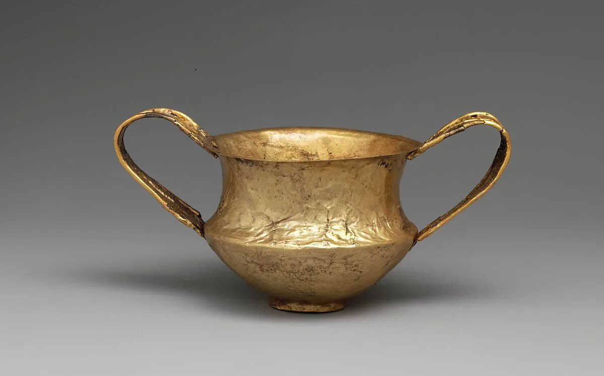 Gold kantharos (drinking cup with two high vertical handles) — Unknown