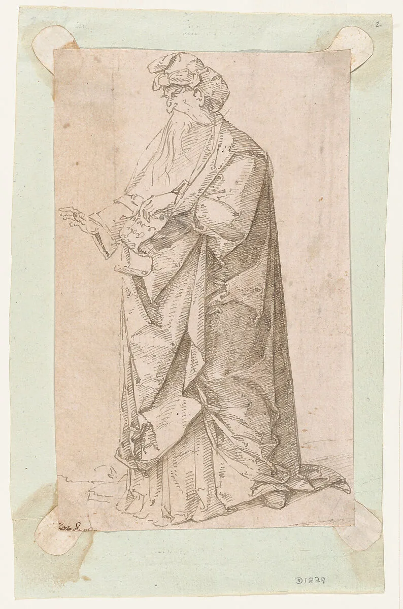 Standing Male Figure with a Scroll — Circle of Andrea Mantegna
