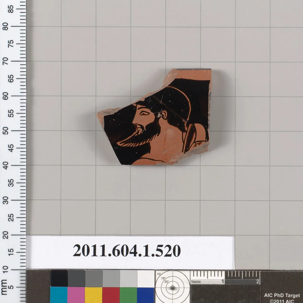 Terracotta rim fragment of a kylix (drinking cup) — Douris