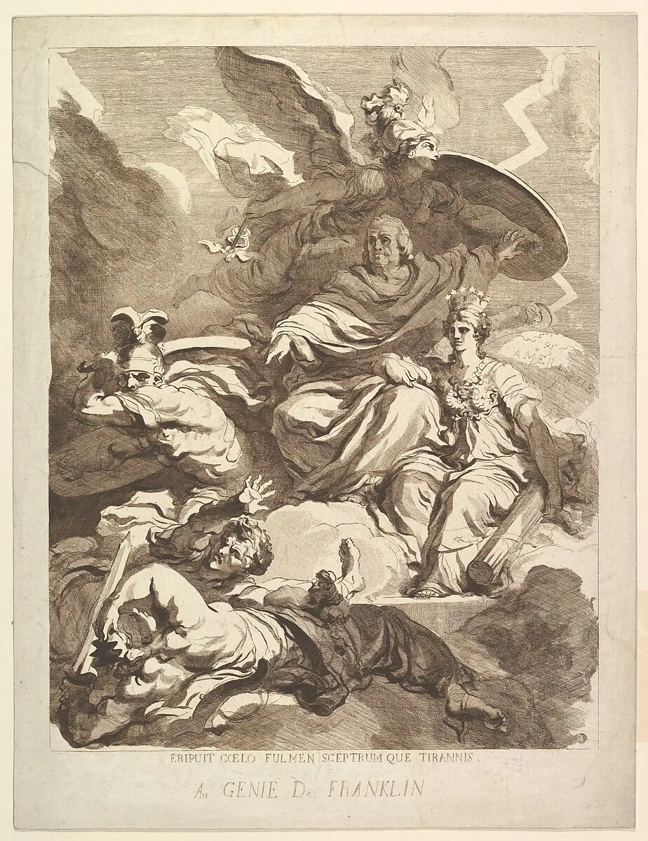 To the Genius of Franklin — Jean Honoré Fragonard|Marguerite Gérard|Benjamin Franklin