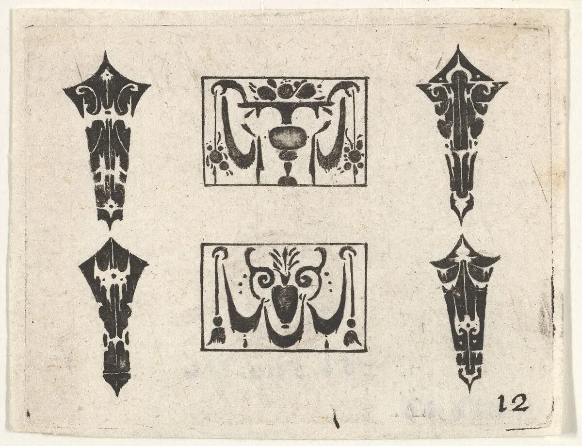 Blackwork Print with Two Horizontal Panels and Four Bezels — Claes Jansz. Visscher|Hans de Bull