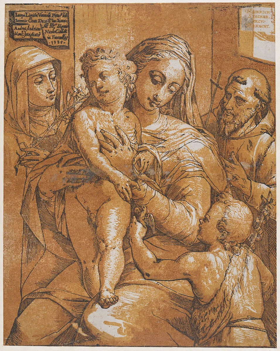 The Virgin and Child with St. John the Baptist, St. Francis, and St. Catherine of Siena — Andrea Andreani|Jacopo Ligozzi|Heinrich Stacker