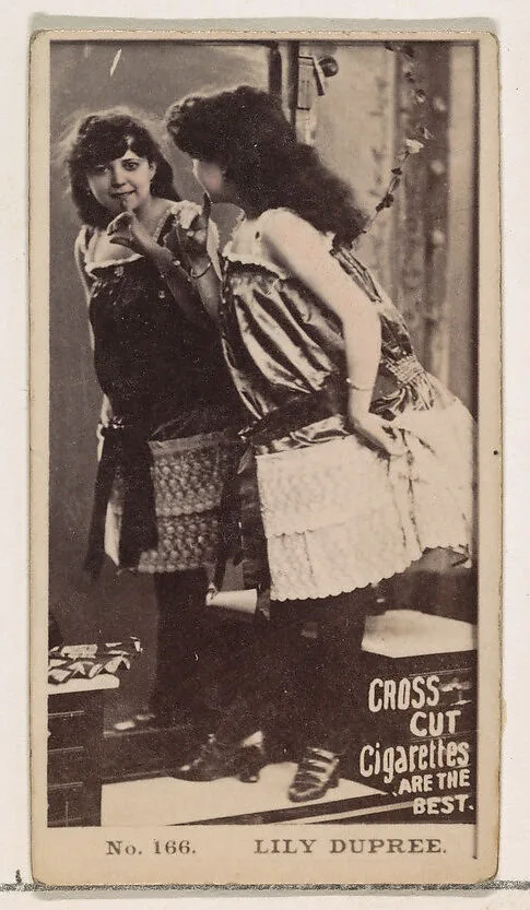 Card Number 166, Lily Dupree, from the Actors and Actresses series (N145-2) issued by Duke Sons & Co. to promote Cross Cut Cigarettes — W. Duke, Sons & Co.