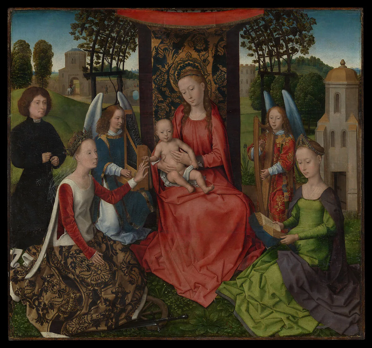 Virgin and Child with Saints Catherine of Alexandria and Barbara — Hans Memling