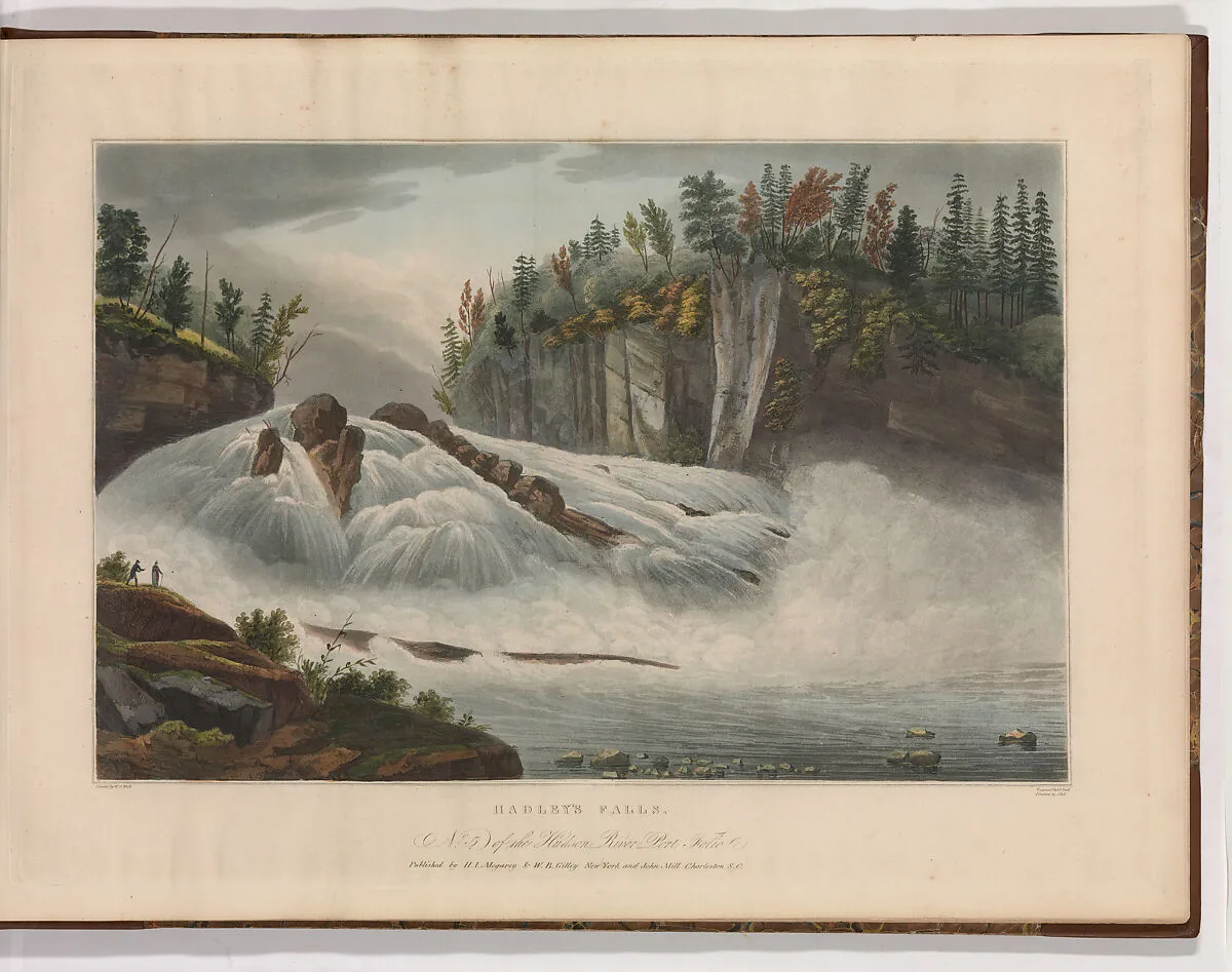 Hadley's Falls (No. 5 of The Hudson River Portfolio) — William and Charles Rollinson|John Rubens Smith|John Hill|William Guy Wall|Henry J. Megarey|W. B. Gilley|John Mill