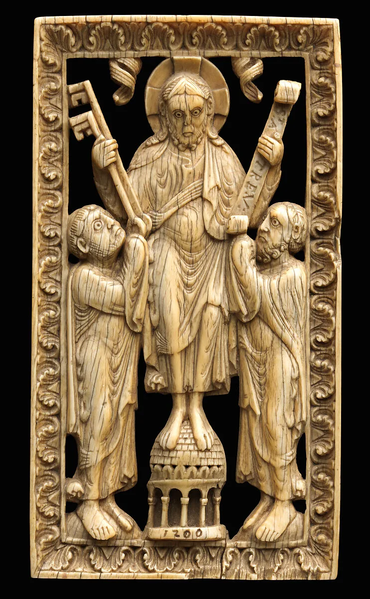 Plaque with Christ Presenting the Keys to Saint Peter and the Law to Saint Paul — Unknown
