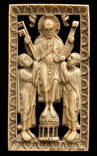 Plaque with Christ Presenting the Keys to Saint Peter and the Law to Saint Paul
