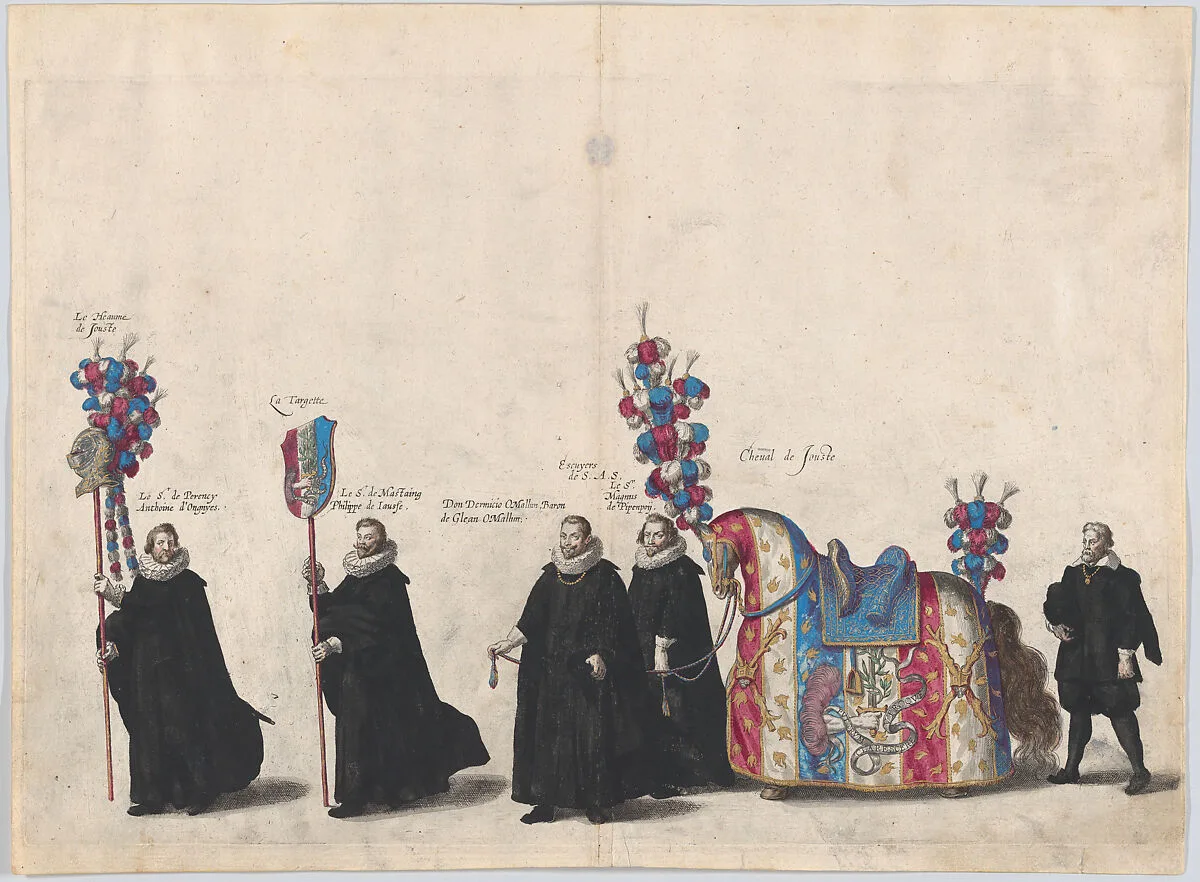 Plate 51: Members of the court of justice marching in the funeral procession of Archduke Albert of Austria; from 'Pompa Funebris ... Alberti Pii' — Jacques Francquart|Cornelis Galle I