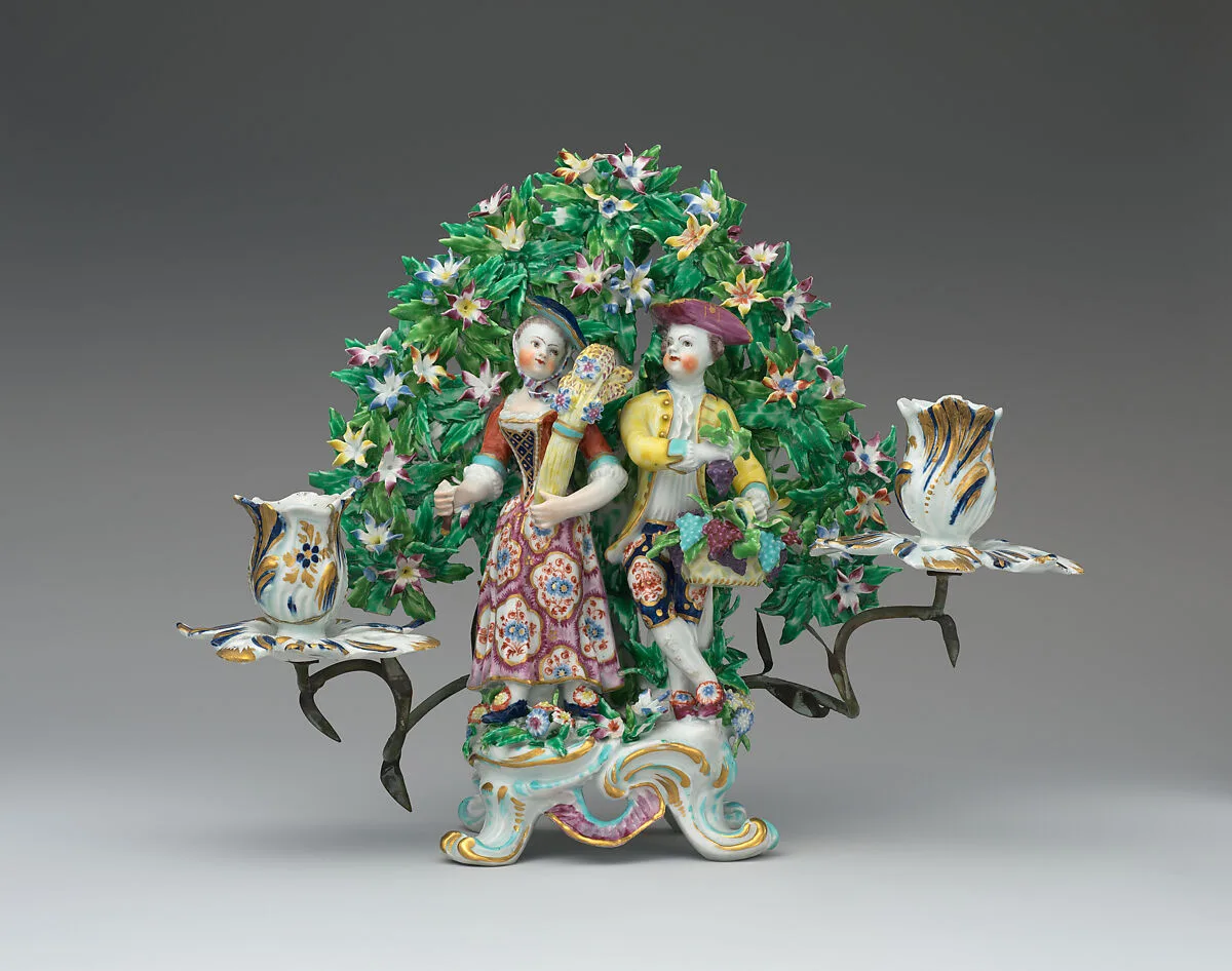 Candelabrum with figures of Spring and Winter (one of a pair) — Bow Porcelain Factory