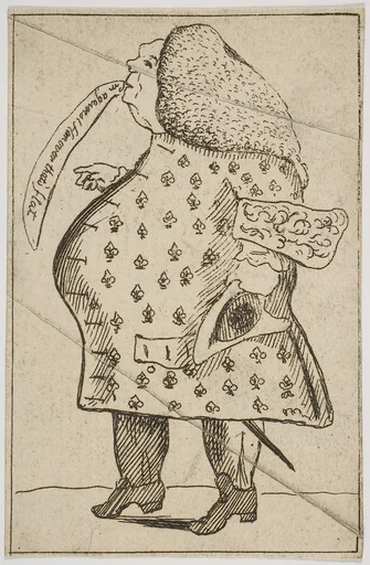 Caricature of a Man declaring: "I'm against Hanover that's flat"