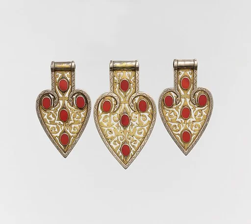 Group of Three Detached Cordiform Pendants