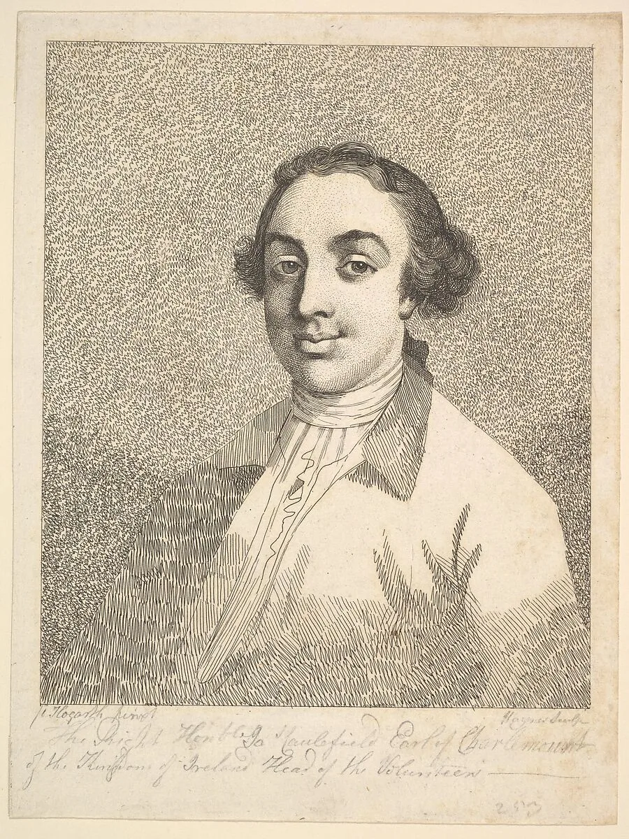 The Right Honorable James Caulfield, Earl of Charlemont of the Kingdom of Ireland, Head of the Volunteers — James Caulfield, 1st Earl of Charlemont|William Hogarth|Joseph Haynes