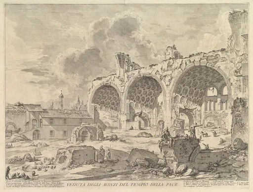 The Basilica of Constantine (Veduta degli avanzi della Casa aurea di Nerone, detti volgarmente il Tempio della Pace), from "Vedute di Roma"