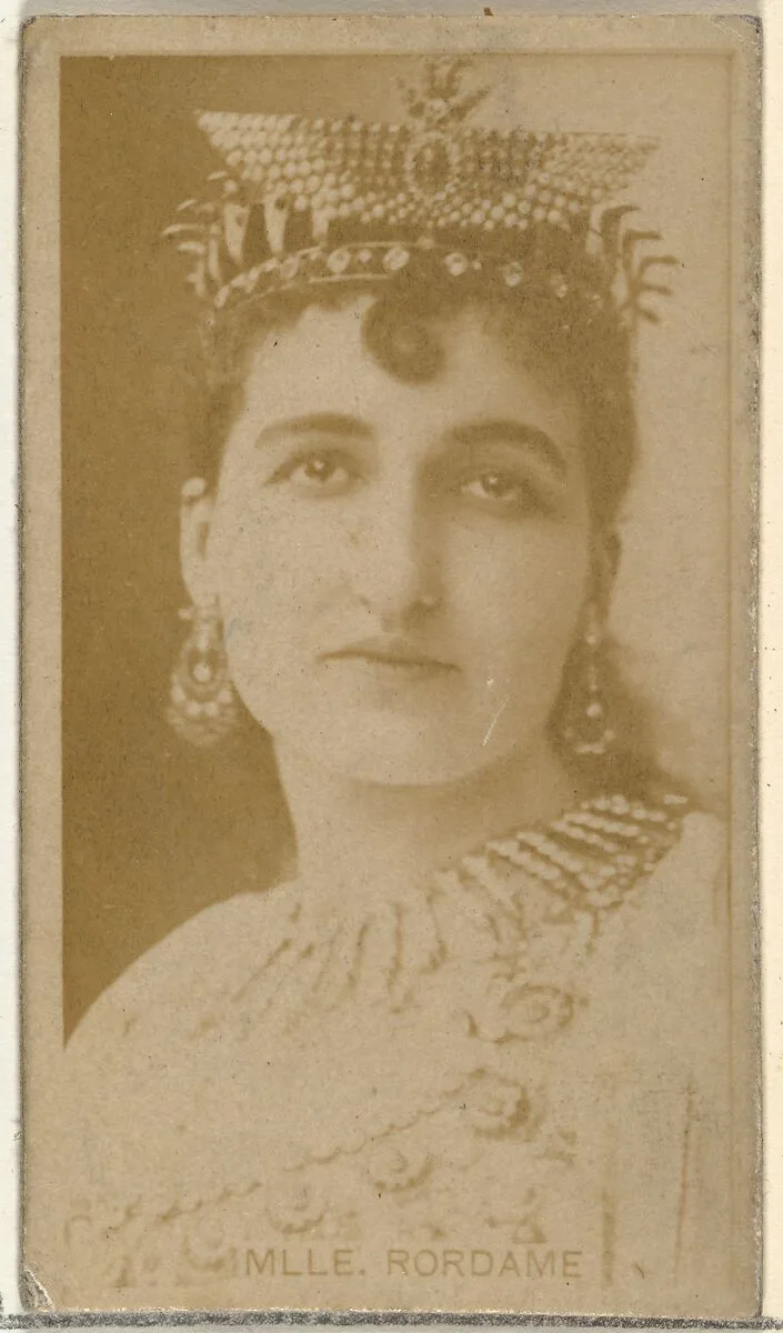 Mlle. Rordame, from the Actors and Actresses series (N145-8) issued by Duke Sons & Co. to promote Duke Cigarettes — American Tobacco Company|W. Duke, Sons & Co.