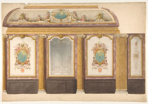 Design for wall panels with putti and flower garlands