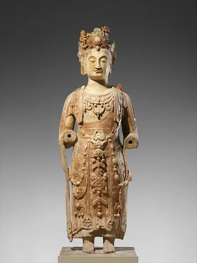北齊 彩繪石雕觀音菩薩像|Bodhisattva, probably Avalokiteshvara (Guanyin)