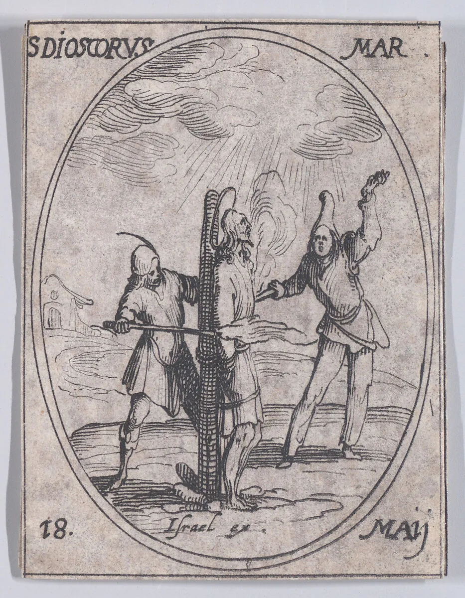 S. Discore, martyr (St. Discorus, Martyr), May 18th, from "Les Images De Tous Les Saincts et Saintes de L'Année" (Images of All of the Saints and Religious Events of the Year) — Jacques Callot|Israël Henriet