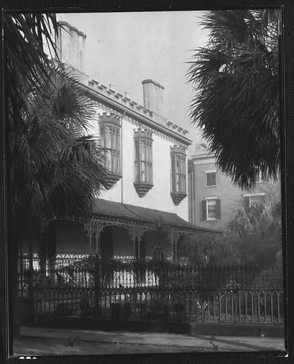 [Gothic Revival House with Cast-Iron Porch and Oriels, Charles H. Green House, Savannah, Georgia]