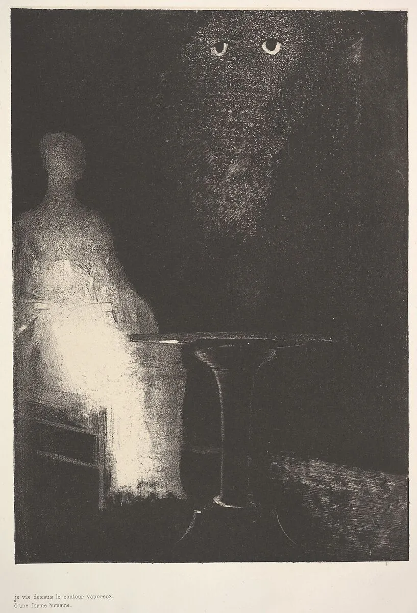 Below, I saw the vaporous contours of a human form — Odilon Redon
