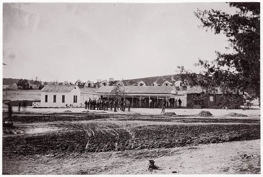 [Winter Quarters of Unidentified Union Army Encampment with Ambrotype and Photograph Gallery]