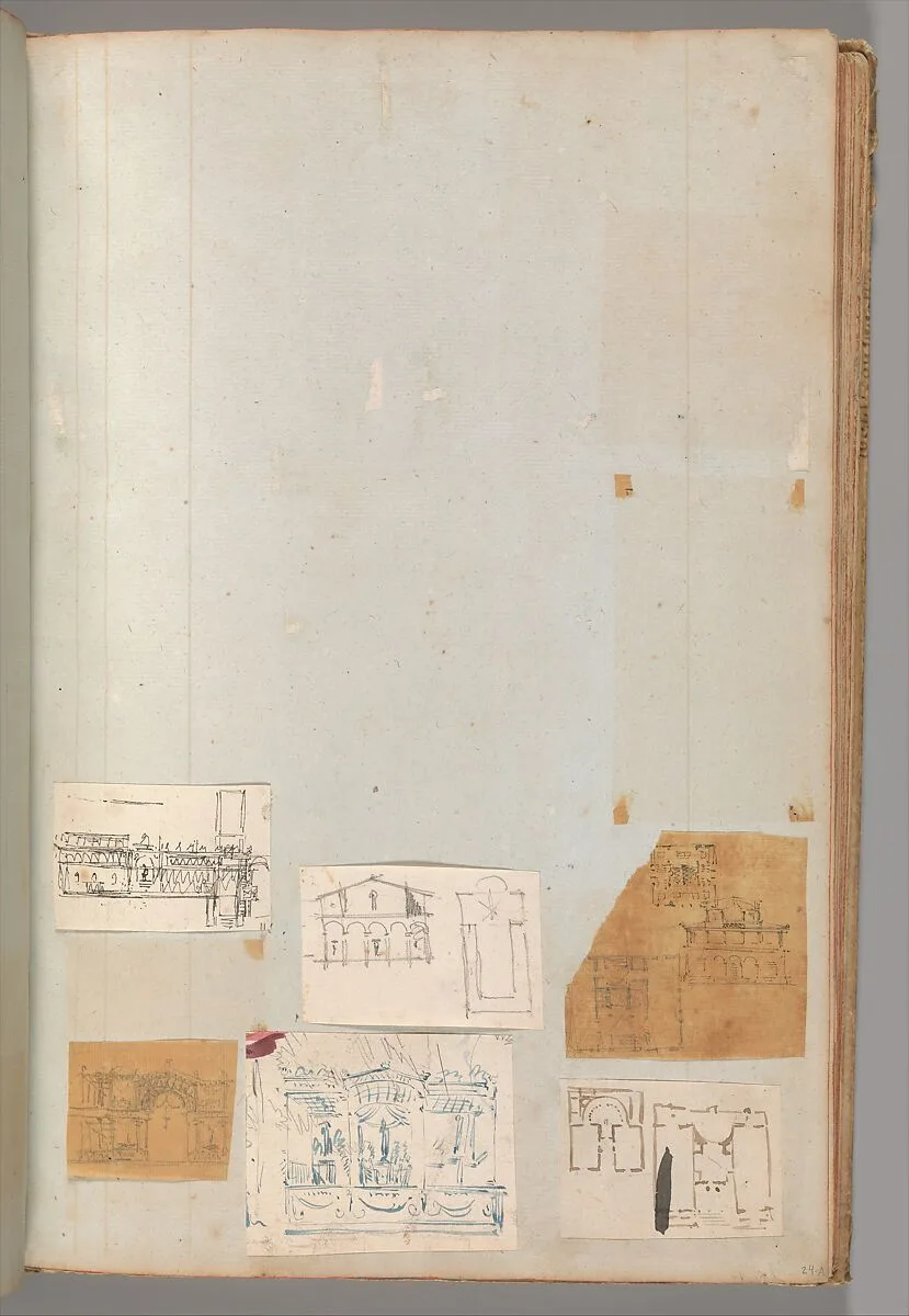 Page from a Scrapbook containing Drawings and Several Prints of Architecture, Interiors, Furniture and Other Objects — Pierre François Léonard Fontaine|Charles Percier