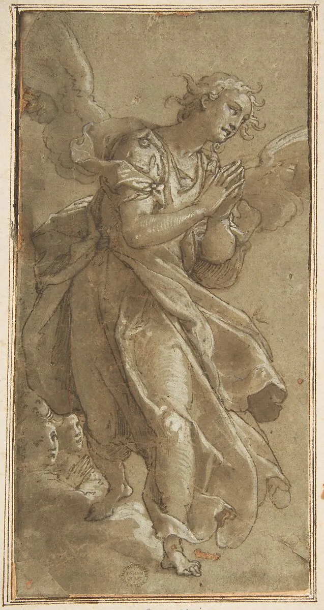 A Standing Angel and two Cherubs — Federico Zuccaro (Zuccari)