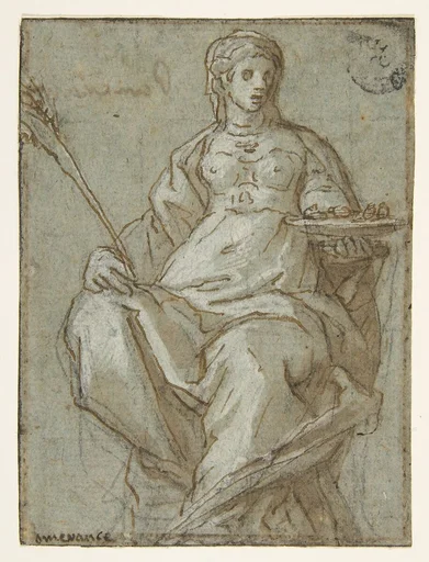 Allegorical Female Figure Holding a Branch and a Dish