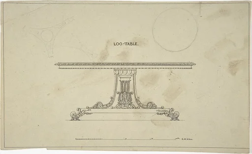 Design for Loo-Table, with plans of top and pedestal