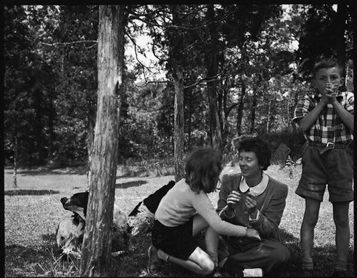 [Emily Workum and Her Children on Lawn, Bedford Village, New York]