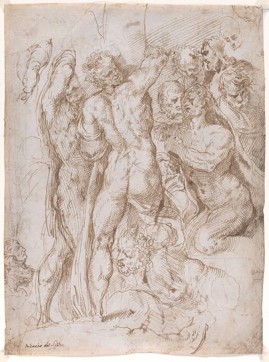 Study for Raising Lazarus ? (recto); Two Standing Men (verso) — Stefano dall' Arzere