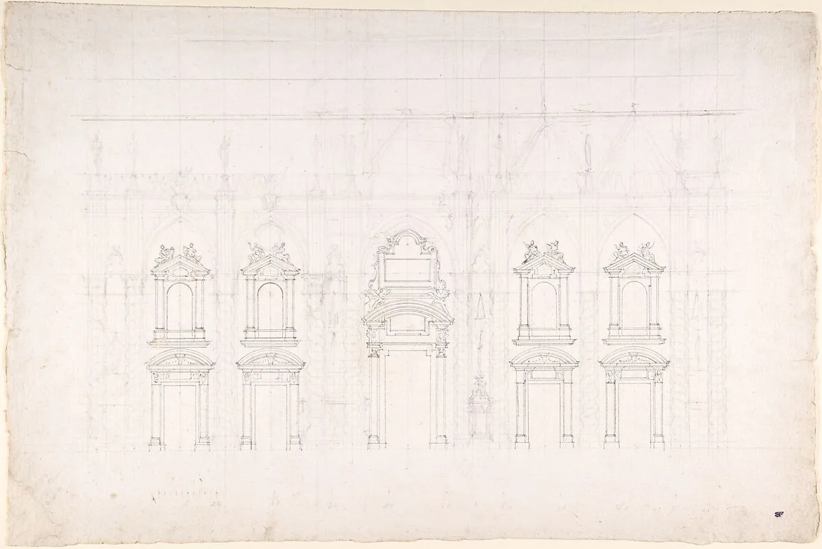 Detail study for the façade of Milan cathedral — Luigi Vanvitelli