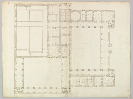 Unidentified building, plan (recto) blank (verso)
