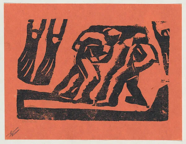 'One consequence', two men, possibly fighting, from the folio '13 Grabados' — David Alfaro Siqueiros