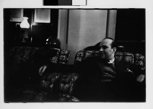 [Five 35mm Film Frames: Gifford Cochran in Library, Croton Falls, New York]