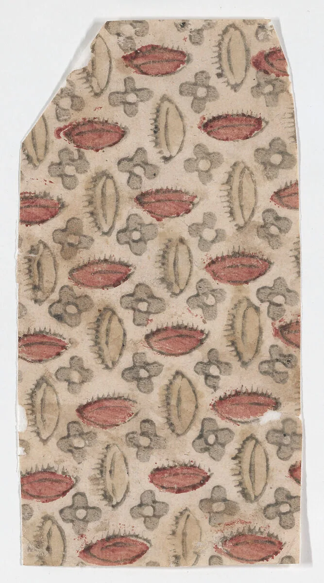 Sheet with overall pattern of flowers and ovals — Anonymous