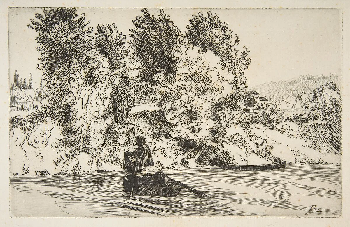 Fisherman with a net — Félix Bracquemond
