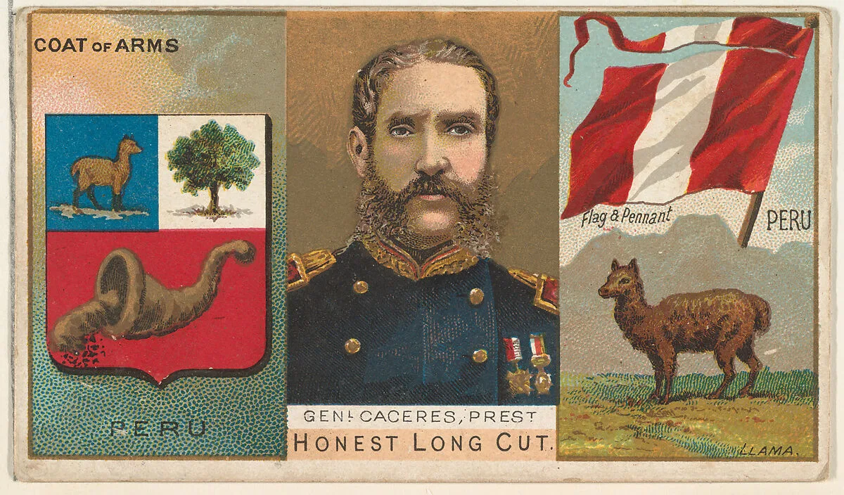 General Caceres, President of Peru, from the Rulers, Flags, and Coats of Arms series (N126-1) issued by W. Duke, Sons & Co. — W. Duke, Sons & Co.