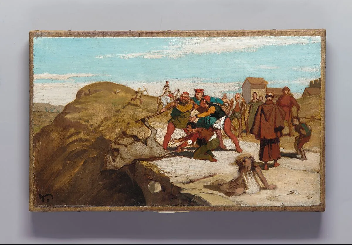 The Fable of the Miller, His Son, and the Donkey No. 7 — Elihu Vedder
